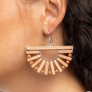 Paparazzi Wooden wonderland brown bead earrings.